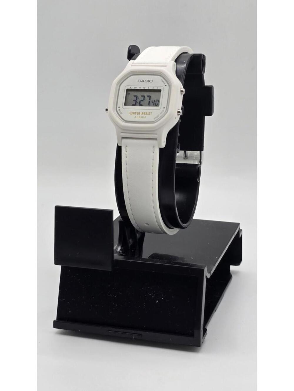Casio LA11WL-7A, Women's Digital Watch, White Leather Strap, Alarm